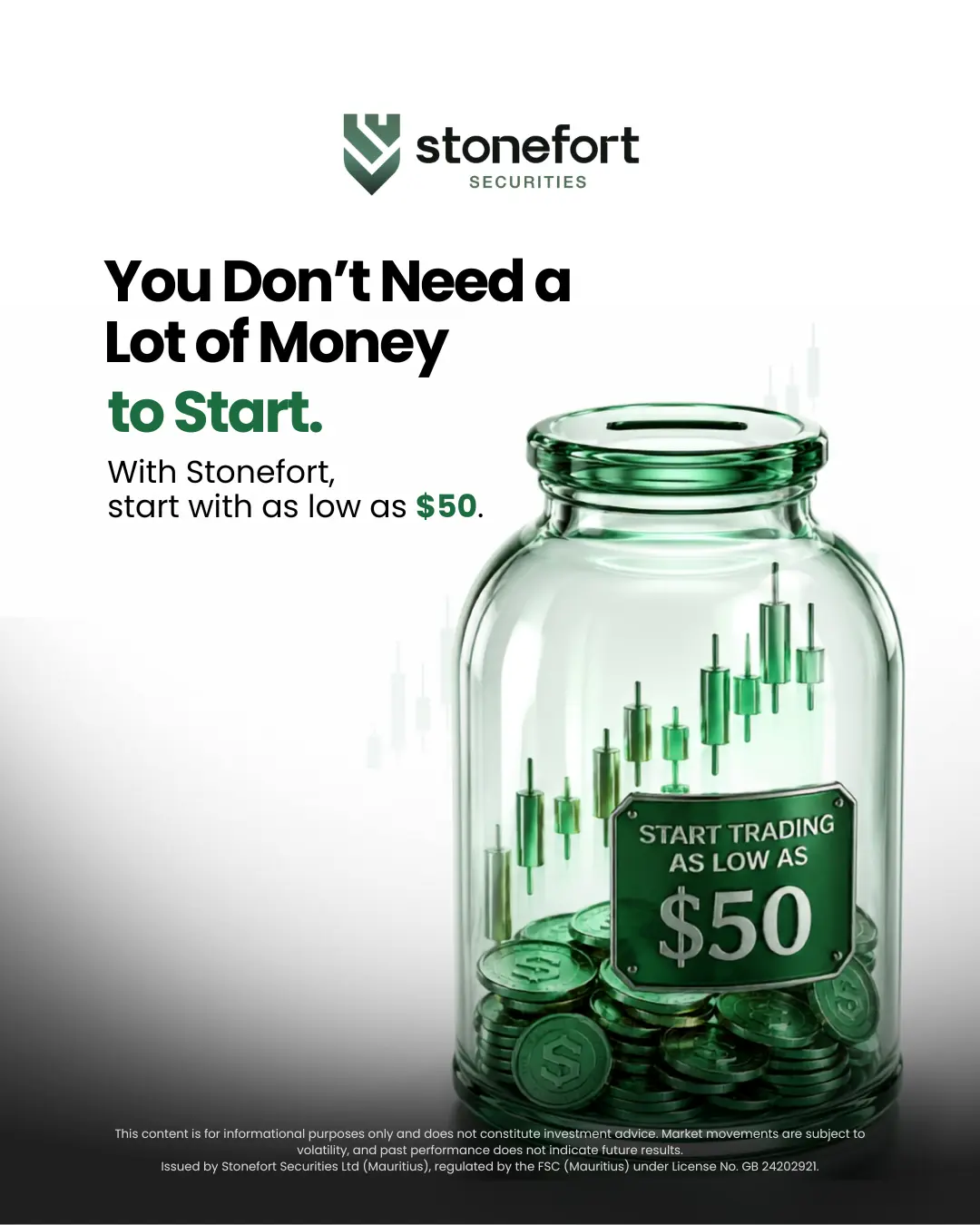 Start trading with minimum deposit USD 50